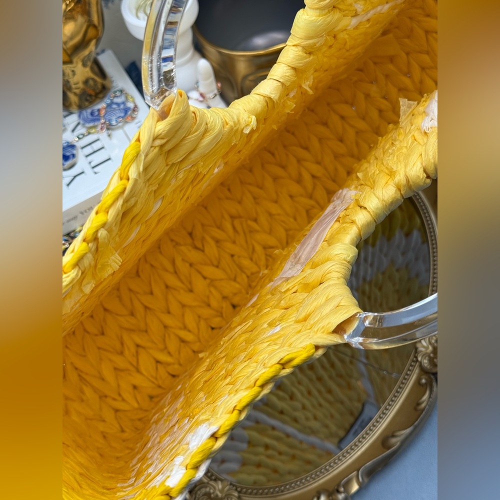 🆕 KATE SPADE NEW YORK 🧿 NWOT Picnic Perfect Lemon Woven Straw Tote Bag *FLAW* - Picture 10 of 16